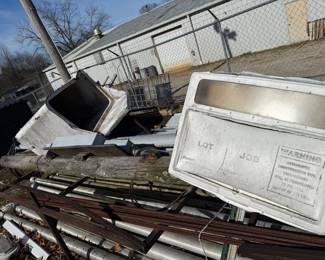 WOOD LIGHT POLE, VARIOUS TIN, ETC