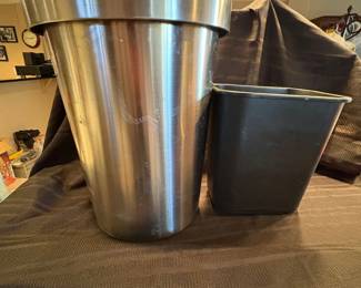 z Silver and Black Trash Cans