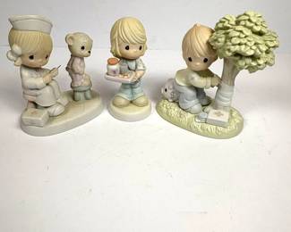 f hree Piece Enesco Precious Moments Porcelain Figurines
