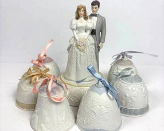 f Lladr Vintage Bisque Porcelain Wedding Music Box and Bells
