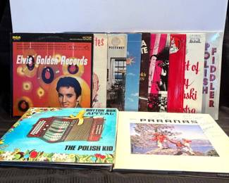 c Vintage Vinyl Records Collection Featuring Elvis Presley, Barbra Streisand, and Signed Paranas Album