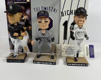 c Colorado Rockies Bobblehead Lot including Troy Tulowitzki and Dante Bichette with Ticket