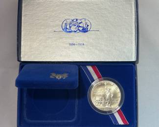 1986-S Liberty Silver Dollar Proof Statue of Liberty Ellis Island Commemorative 90% Silver .77 ozt w/Box
