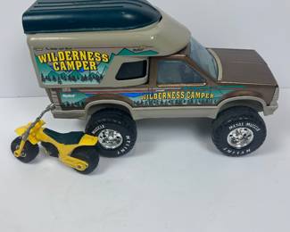 Nylint Wilderness Camper Truck w/ Dirt Bike Slide Out Boat Metal Muscle Tires