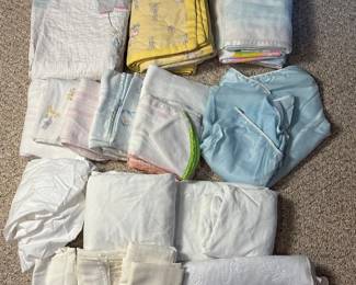 t Assorted Baby Crib Blankets, Bed Sheets, and Burp Cloths Lot
