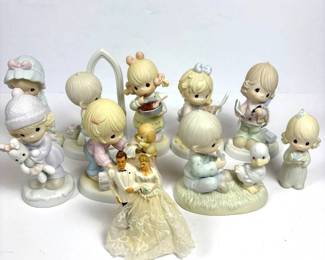 f Precious Moments Porcelain Figurine Lot with Cake Topper