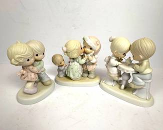 f Precious Moments Porcelain Figurines  Three Piece Lot