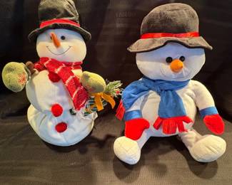 h Two Decorative Plush Snowmen