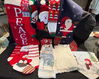 h Assortment of Christmas Stockings, Towels,