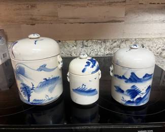 Chinese vintage  hand painted tea cannisters
