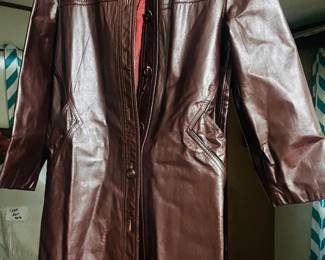 Vintage Leather Long trench coat 