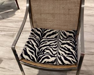 MCM Hollywood Regency style armchair with came back and chrome frame