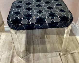 Acrylic & Upholstered Vanity Stool or Bench