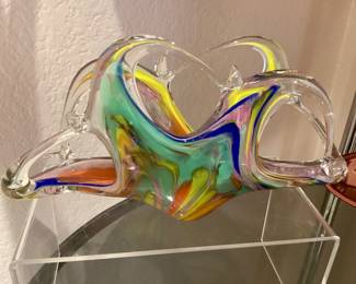 Murano Style Art Glass Napkin/Letter Holder