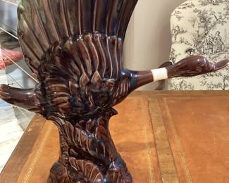 Vintage ceramic figurine, Royal Hager goose has a glazed Brown finished.