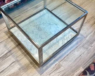 Glass square coffee or side table with casters