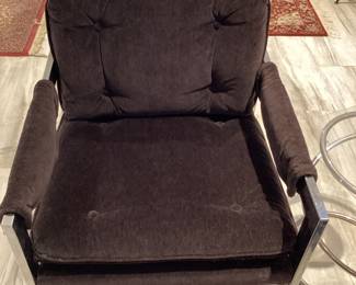 MCM  Pair of Brown velvet, chrome in the style of Milo Baughman