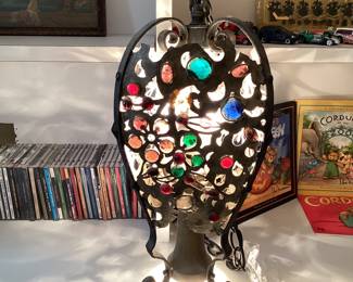 Multicolored Floral mosaic design accent hanging lamp 