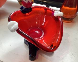 Italian Art Glass Clown Candy Dish or Ashtray 