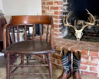 ANTIQUE BARREL BACK CHAIR