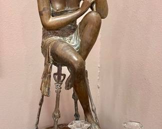 VINTAGE ART DECO CHAMPAGNE GIRL BRONZE FERDINANDO DE LUCA STYLE