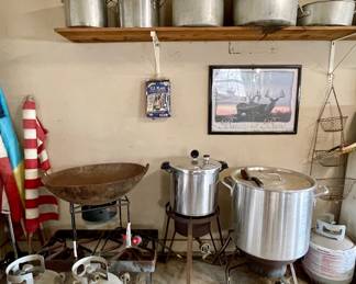 COOKING POTS, PROPANE BURNERS