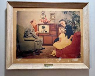 EDGAR BERGENS WATCHING THE REAL-AS-LIFE  PERFORMANCE BY CHARLIE MCCARTHY ON MAGNAVOX BELVADERE 20 INCH TV