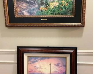 Framed Garden Landscape Inspirational Mountain Cross Wall Art  Kinkade