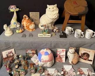 For the Love of Cats Figurines, Books, Mugs  Whimsical Decor Lot