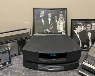 Bose Wave Music System, Vintage Radios Framed Music Memorabilia Lot