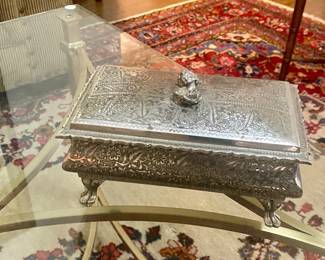 Thoren silver plated music box playing six classical pieces from Switzerland