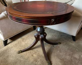 Mahogany leather top table 