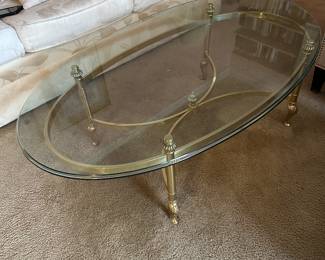 Brass and glass cocktail table 