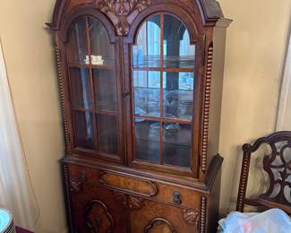 Jacobean walnut China cabinet 
