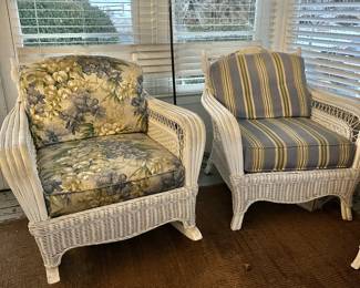 Pair wicker chairs 