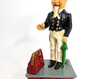 Vintage Uncle Sam Cast Iron Mechanical Coin Bank