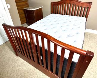 Solid Wood Full Bed Frame Made in Brazil with Cooltex Mattress and Box Spring