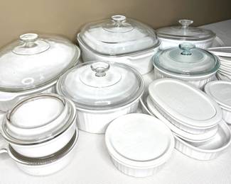 Corning Ware French White and Just White Lot with Extra Interchangeable Lids