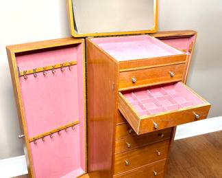 Jewelry Armoire with Flip Top Mirror and 8 Drawers