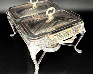 Silver Plated Double Chafing Dish Warmer by Sheridan