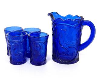 Vintage Small Duck Pitcher and 4 Tiny Duck Glasses