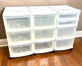 Set of 3 Gracious Living Plastic Storage Containers on Casters