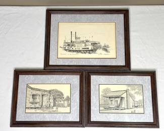 Set of Three Framed Prints - Two Bert Bertrand, One A. Dédilla