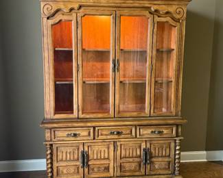Solid Wood Lighted China Cabinet - Matches Dining Table
