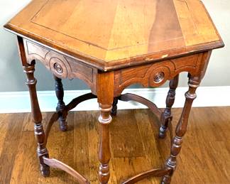 Vintage Wood Hexagonal Table