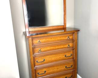 Vintage Tall French Provincial Dresser with Mirror