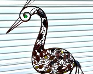 5 Foot Tall Bronze Metal Bird Garden Statue