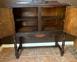 Antique Jacobean Style Dark Wood Sideboard Buffet