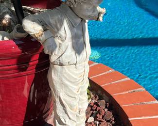 Vintage Concrete Gardener Boy Statue