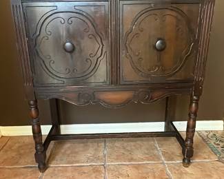 Antique Jacobean Style Dark Wood Sideboard Buffet